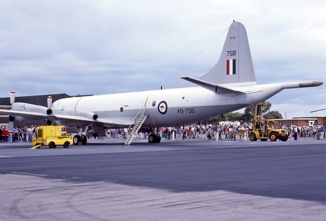 A9758 — - AUSTRALIA - AIR FORCE - LOCKHEED P-3C ORION - REG A9-758 (CN 285D-5672) - EDINBURGH RAAF BASE ADELAIDE SA. AUSTRALIA - YPED - YSSY 18/4/1979