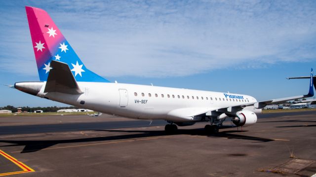 Embraer ERJ-190 (VH-SEF) - Ex Pionair E190, now owned by Alliance Airlines. SEF was an old Helvicta E190 with the rego HB-JVR. SEF was sold to Alliance in May of 2022.