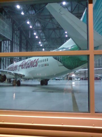 Boeing 737-700 (9Y-GEO) - Inside westjet's hanger