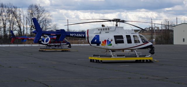 Bell 407 (N24NY) - LINDEN AIRPORT-LINDEN, NEW JERSEY, USA-APRIL 01, 2022: Seen on the ground by RF were news helicopters belonging to two local New York City television stations.