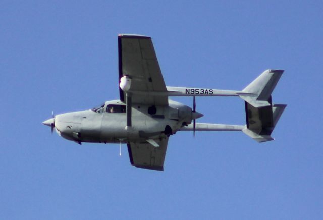 Cessna Super Skymaster (N953AS) - N953AS, an AIR USA INC. Cessna T337H Super Skymaster is captured departing MYF on 07 MAY 2021 @ approx 1703PST as seen from my balcony in San Diego, CA.