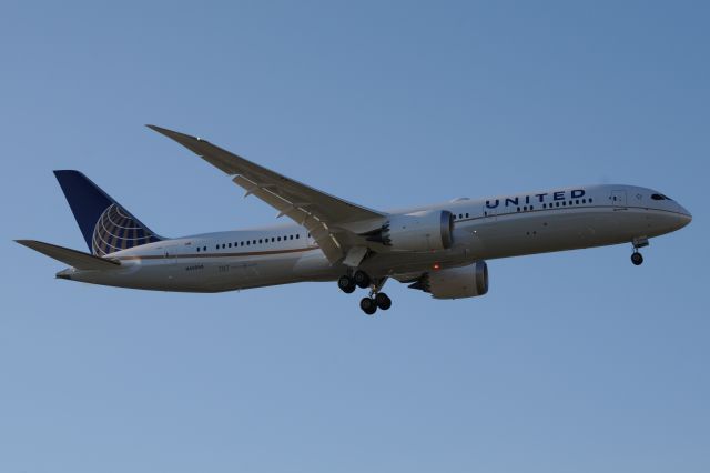 Boeing 787-8 (N45956) - My 2000th shot loaded on data-base. Surprise substitution on the LAX-ORD flight. Only delivered to the airline two weeks ago. Shown landing in the evening at KORD 10-C on 08-11-15