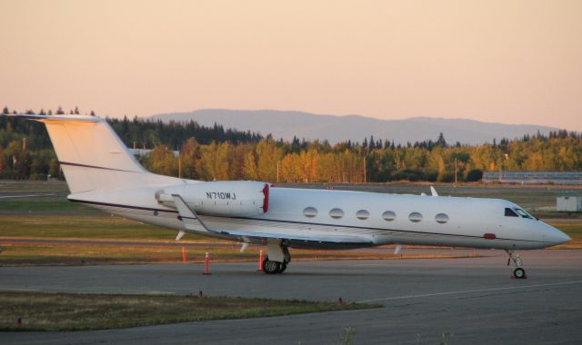 Gulfstream Aerospace Gulfstream IV (N710WJ) - Parked on the ramp in Prince George, BC after arriving from William P Hobby Airport in Houston Texas.  September 21, 2010