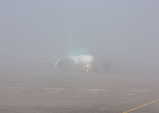 Airbus A320 (EI-DEK) - On taxi through fog at Cork