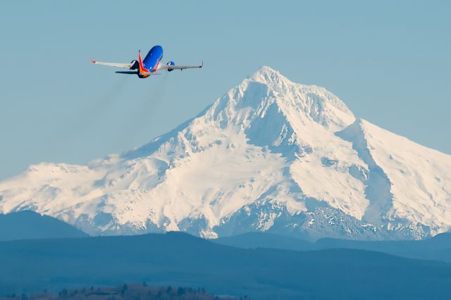 BOEING 737-300 (N368SW) - Southwest B737-300 departs Portland on a Beautiful day.  This is not faked, all I did was crop it, sharpen it and put some contrast. 