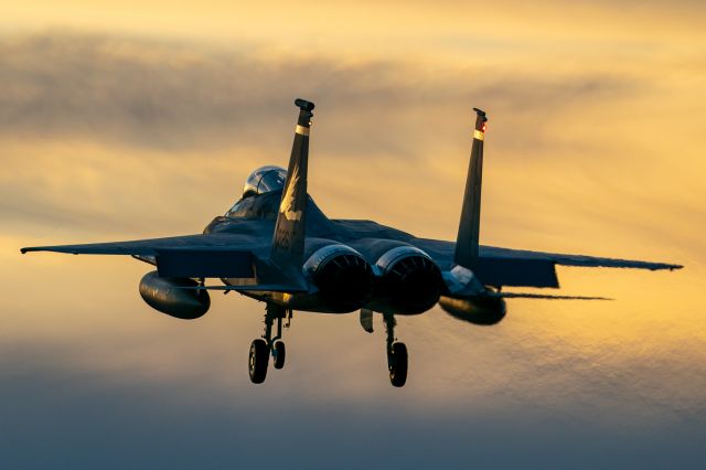 McDonnell Douglas F-15 Eagle (84-0026) - I do enjoy when the 142nd does late runs with recovery right at sun down.