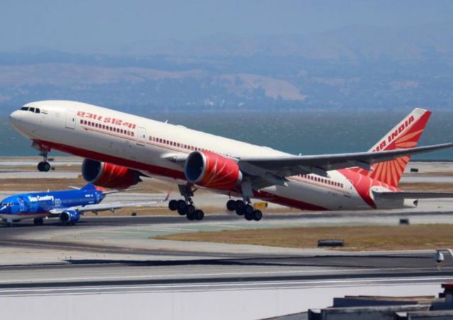 BOEING 777-200LR (VT-ALG) - Beautiful metal bird VT-ALG “Kerala” departing as AIC174 to Delhi after arrving to SFO as AIC173 with bollywood screen alerts Neha Kakkar and Raftaar onboard for Bay Area Event. (31 August 2016, Throwback picture)