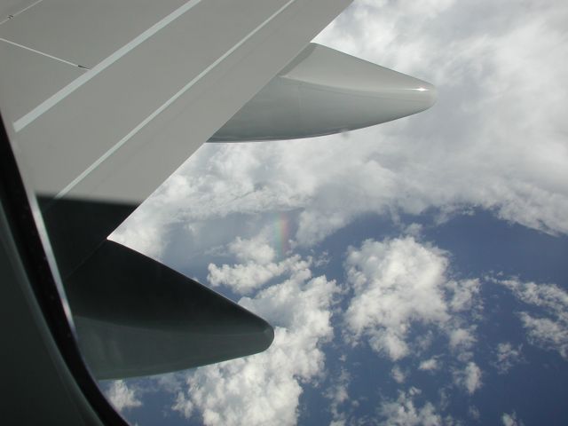 Boeing 747-400 (VH-OJH) - Can you see the Rainbow ?