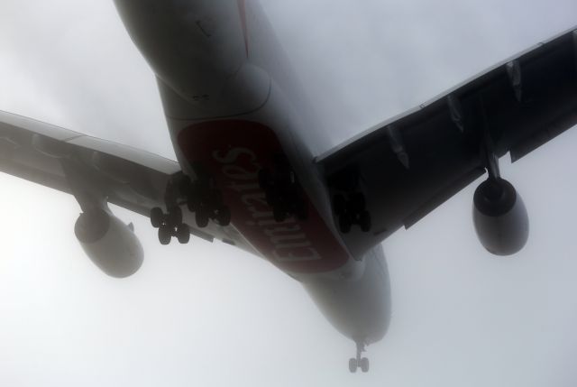 Airbus A380-800 — - Landing at LHR.