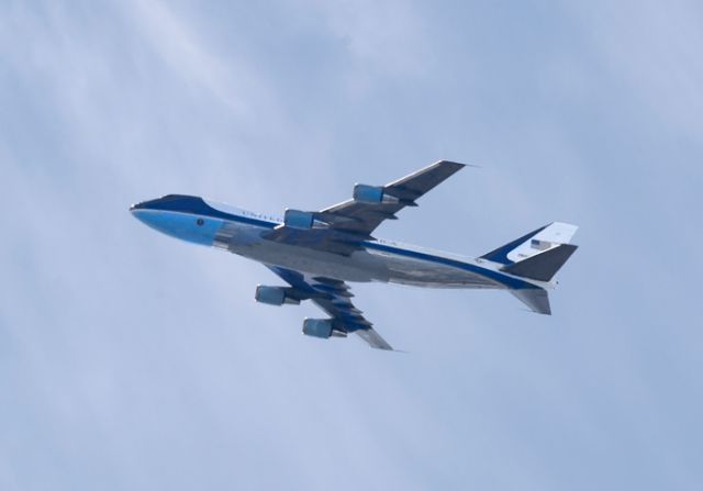 SAM28000 — - Air Force One at 7000 feet leaving Charlotte NC 8 26 2014