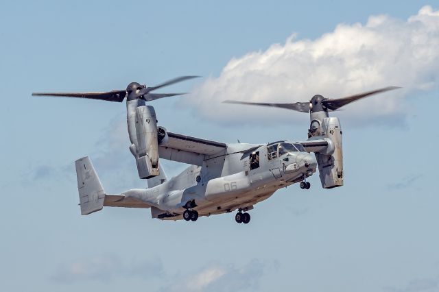 Bell V-22 Osprey (16-8645) - MV22 on approach during MAGTF demo, MCAS Beaufort Airshow rehearsal Friday, 11 April 2025.
