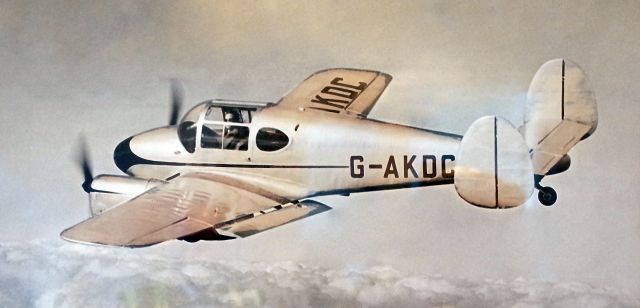 G-AKDC — - Miles Gemini G-AKDC, winner of first Kings Cup Air Race after World War 11 in 1949 at Elmdon UK winning speed 164 mph with Nat Somers at the controls as in this image. This aircraft, which had 2 x 145hp De Havilland Gipsy Major engines, also broke several closed circuit World Speed Records. Image from original family photo - Nat Somers a well known air racer in the 1950s and a close relative. Elmdon Aerodrome in time became Birmingham Airport UK