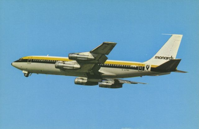 Boeing 720 (G-AZNX) - SCANNED FROM POSTCARDbr /MONARCH