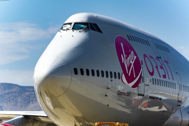 Boeing 747-400 (G-VWOW) - Virgin Orbit 747 parked at MHV 7/29/22