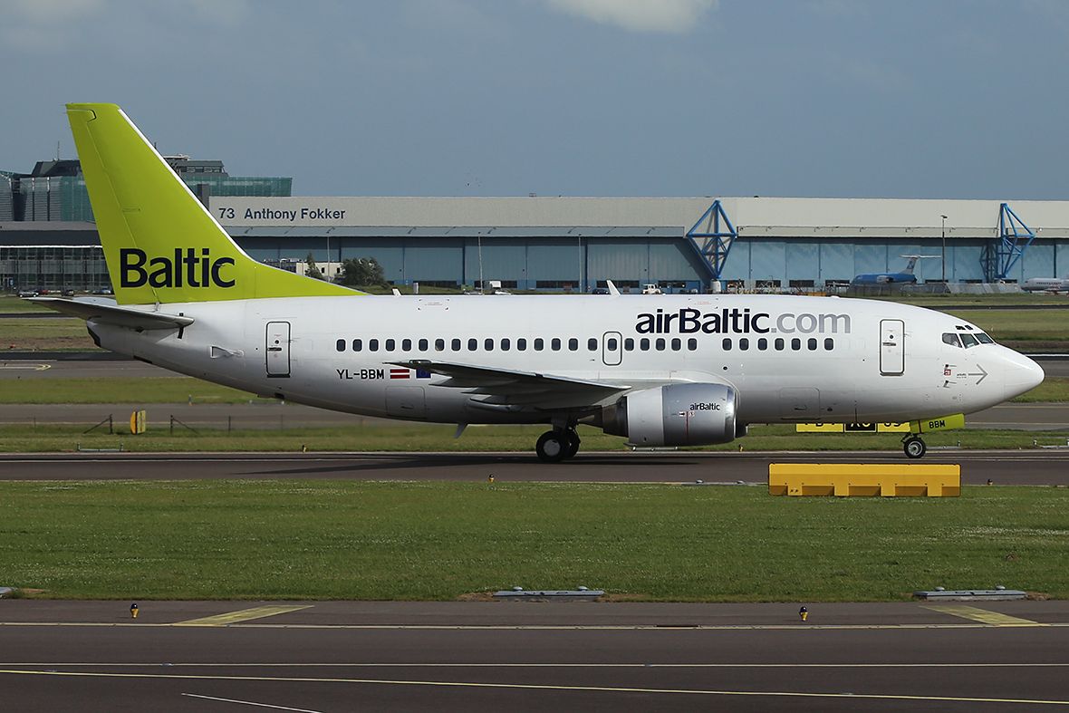 Boeing 737-500 (YL-BBM) - Taxiing after landing.