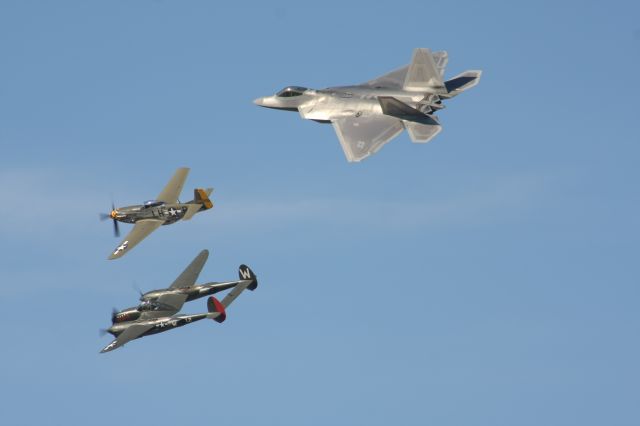 Lockheed F-22 Raptor — - USAF Heritage Flight Oshkosh with F-22 Raptor.