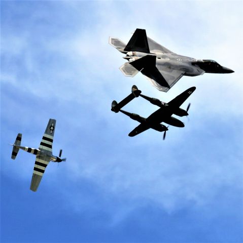 Lockheed F-22 Raptor — - F-22 Heritage Flight F-22 Demo East with P-38 & P-51 ............ 