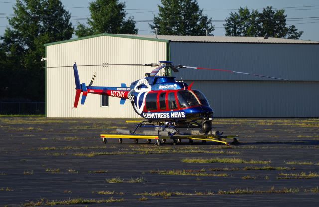 Bell 407 (N77NY) - LINDEN AIRPORT-LINDEN, NEW JERSEY, USA-SEPTEMBER 04, 2018: A helicopter from one of the local New York City T.V. stations is seen on the ground.