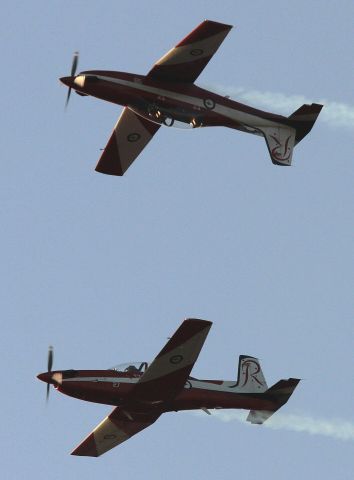 HAWKER DE HAVILLAND PC-9 (VARIOUS) - Roulettes display team at Temora Warbirds show 2015