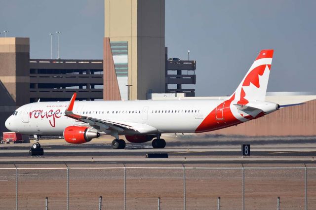 Airbus A321 (C-FJQH) - Rouge Airbus A321-211 C-FJQH at Phoenix Sky Harbor on Janaury 10, 2016. It first flew as D-AVZE. Its construction number is 6905. 
