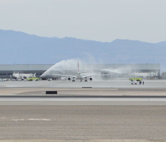 Airbus A330-300 — - Edelweiss inaugural flight into LAS.