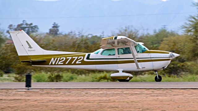 Cessna Skyhawk (N12772) - Cessna 172M arriving at Buckeye Municipal Airport, February 2023 Buckeye Air Fair / AOPA Fly-in