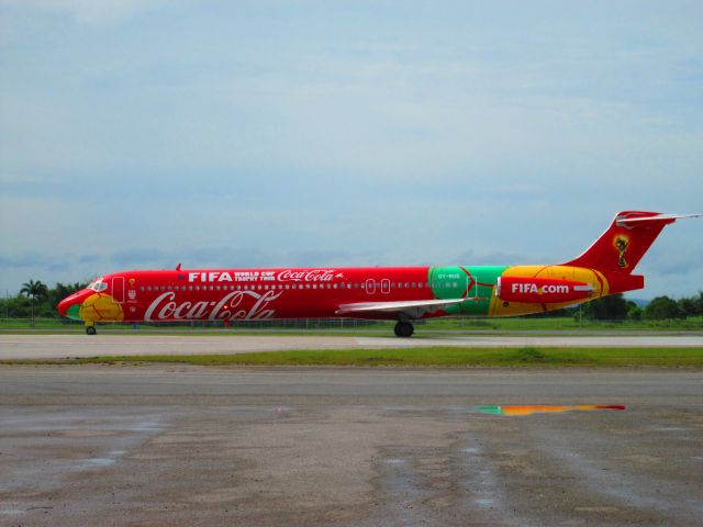 McDonnell Douglas MD-80 (OY-RUE) - FIFA MD80 which made a stop in Trinidad during its tour of the region seen departing Runway 10.