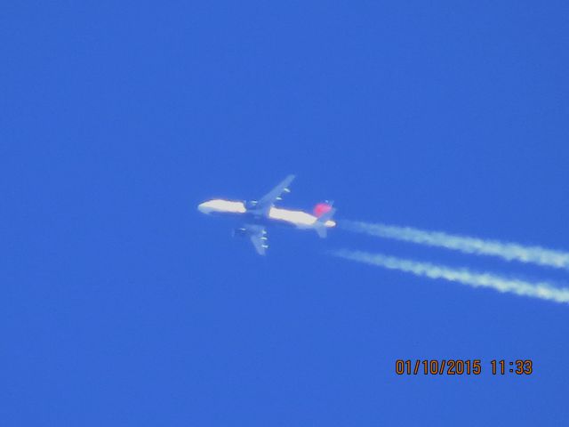 Airbus A319 (N302NB) - Delta Airlines flight 1467 from ATL to BZN over Southeastern Kansas at 36,000 feet.