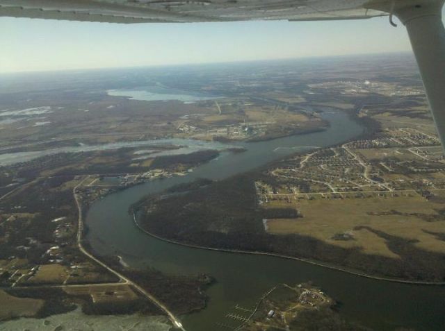 Cessna Skyhawk (N872FA) - Flying to the north of Braidwood, IL just over the Power Plant.