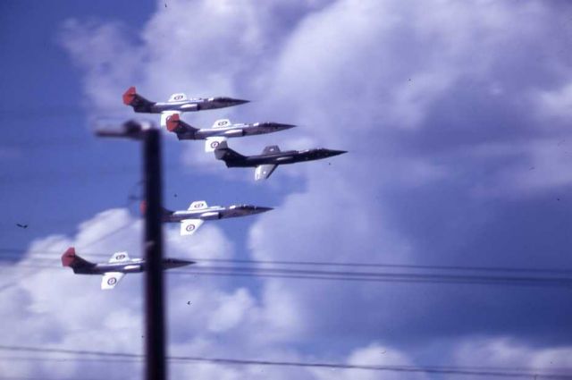 Canadair CL-201 Starfighter — - CF 104 Starfighers over North Bay Ontario c1975.