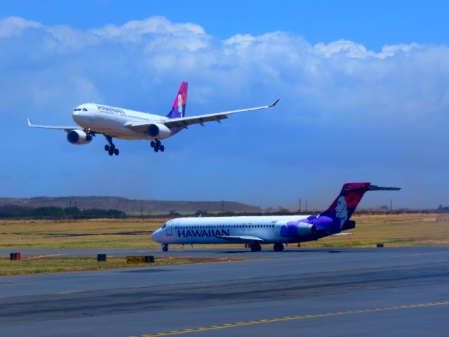 Airbus A330-200 — - Taken from a Hawaiian A330-243 just after landing in PHOG, a Hawaiian A330-243 and a Hawaiian B717