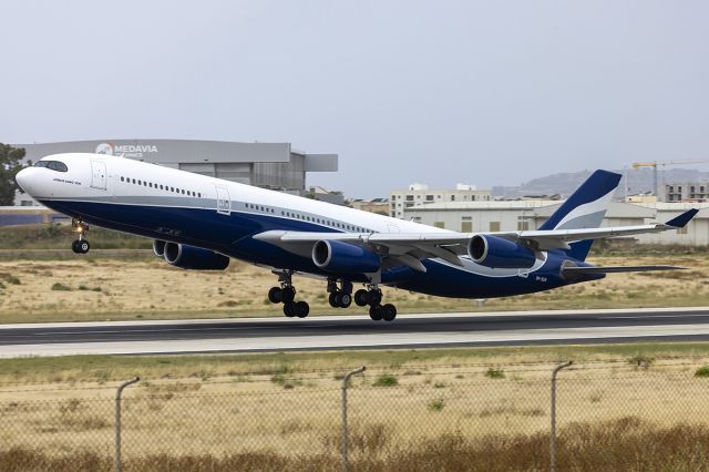 Airbus A340-300 (9H-SUN) - Take off runway 13.