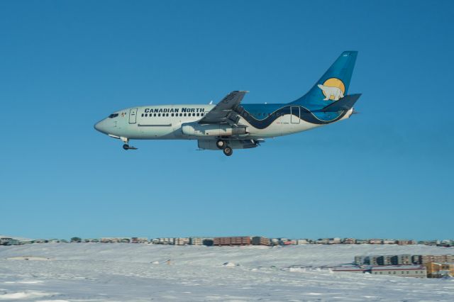 Boeing 737-200 (C-GDPA) - It was a very beautiful cool day in Iqaluit, Nunavut when the Empress arrived. -20°C