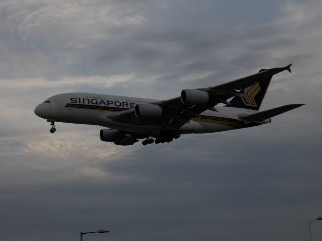 Airbus A380-800 (9V-SKT) - early morning shot on May-11-2015 at Enfield Roundabout, TW6 Hounslow