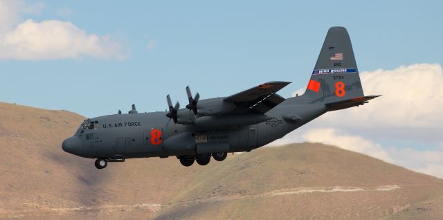 Lockheed C-130 Hercules (93-7314) - "Roller One Four," a MAFFS-equipped Nevada Air Guard "High Rollers" C-130H (93-7314) is snapped here at the end of a late afternoon short final approach to runway 34L.br /* FULL size provides best Q.