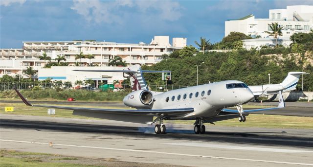 Gulfstream Aerospace Gulfstream G650 (A7-CGA) - Qatar executive Gulfstream Aerospace Gulfstream G650 A7-CGA on a early morning arrival into St Maarten.