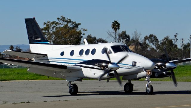 Beechcraft King Air 90 (N444LR) - Beechcraft King Air C90 taxing to the transient ramp at the Reid Hillview Airport.