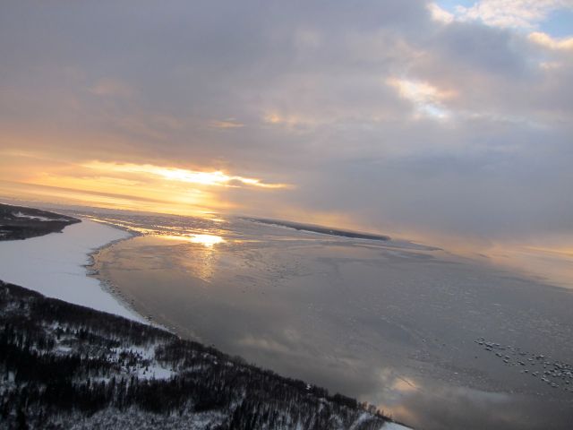 — — - Nice view banking after taking off from Anchorage