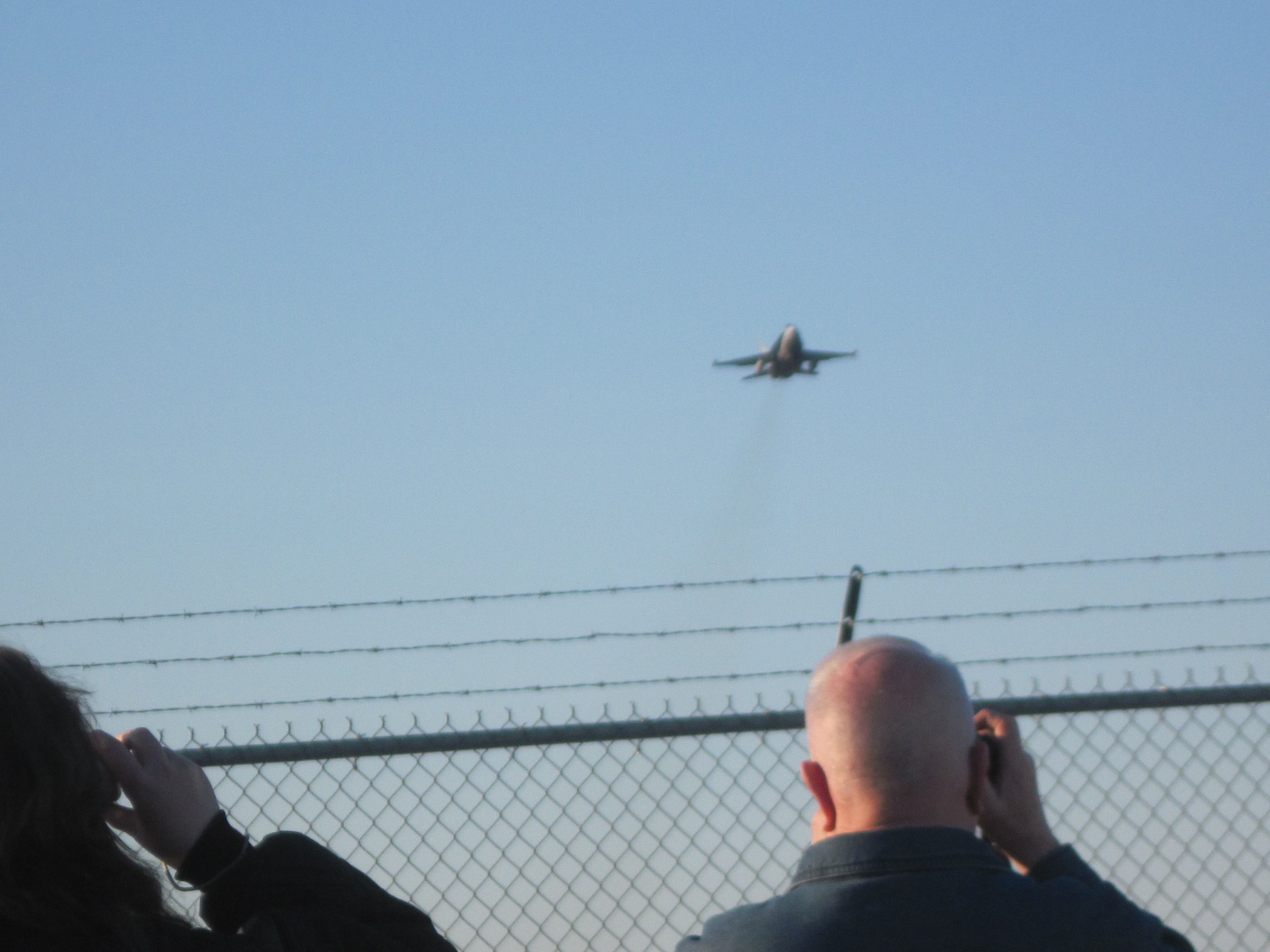 McDonnell Douglas FA-18 Hornet — - "QUICK - CLICK - ClicK - click"    CF18 in after burner take off  just before he pulled the stick  and disappeared out of sight  at 25,000 ft  Ya-baby !!!