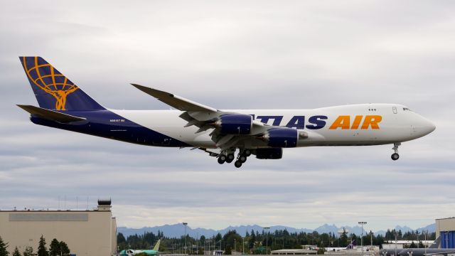 BOEING 747-8 (N861GT) - BOE702 from KPDX on final to Rwy 16R on 9.4.22. (B747-8F / ln 1572 / cn 67148).