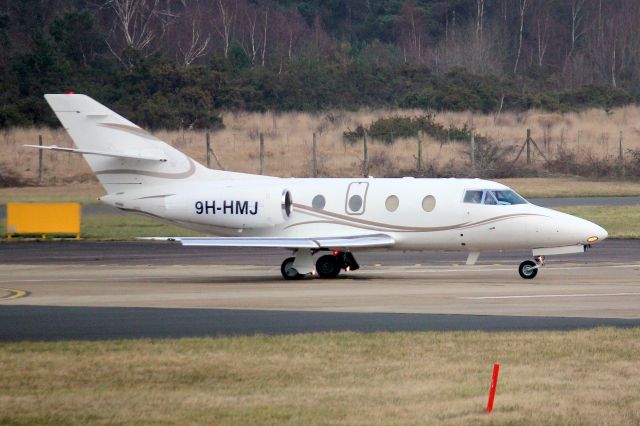 Dassault Falcon 10 (9H-HMJ) - Harmony Jets Falcon 100 lining up to depart rwy 06 on 13-Feb-23 heading for LFLB as HMJ225.