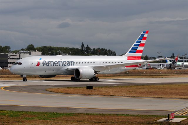 Boeing 787-8 (N809AA) - New American Dreamliner taxing back to the ramp after a test flight around eastern Washington