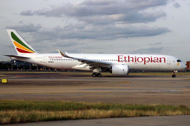 Airbus A350-900 (ET-AWN) - Taxiing to Stand 244 on 21-Jul-19 operating flight ETH710 from HAAB.