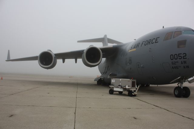 Boeing Globemaster III (N80052) - She flew in to support the VP visit to SBA. Her cargo was the limos and SUVs