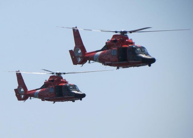 — — - Two USCG HH-65 Dauphins at Atlantic City, NJ