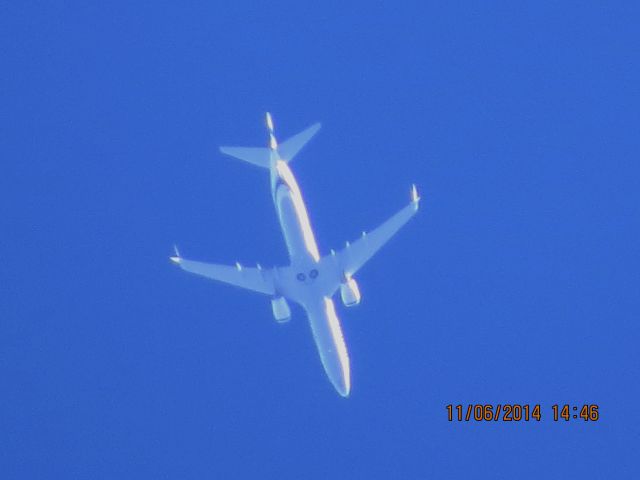 Boeing 737-900 (N407AS) - Alaska Airlines flight 746 from SEA to ATL over Baxter Springs Kansas (78KS) at 35,000 feet.