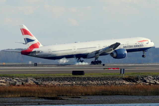 BOEING 777-300 (G-STBI) - 'Speedbird 13 Golf' from London touching down on 22L  (11/19)