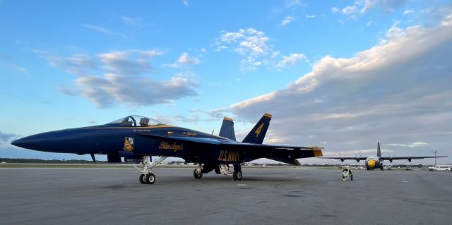 — — - Blue Angels 4 and Fat Albert on the ramp at Vero Beach (Florida) Regional Airport during the 2022 Vero Beach Airshow