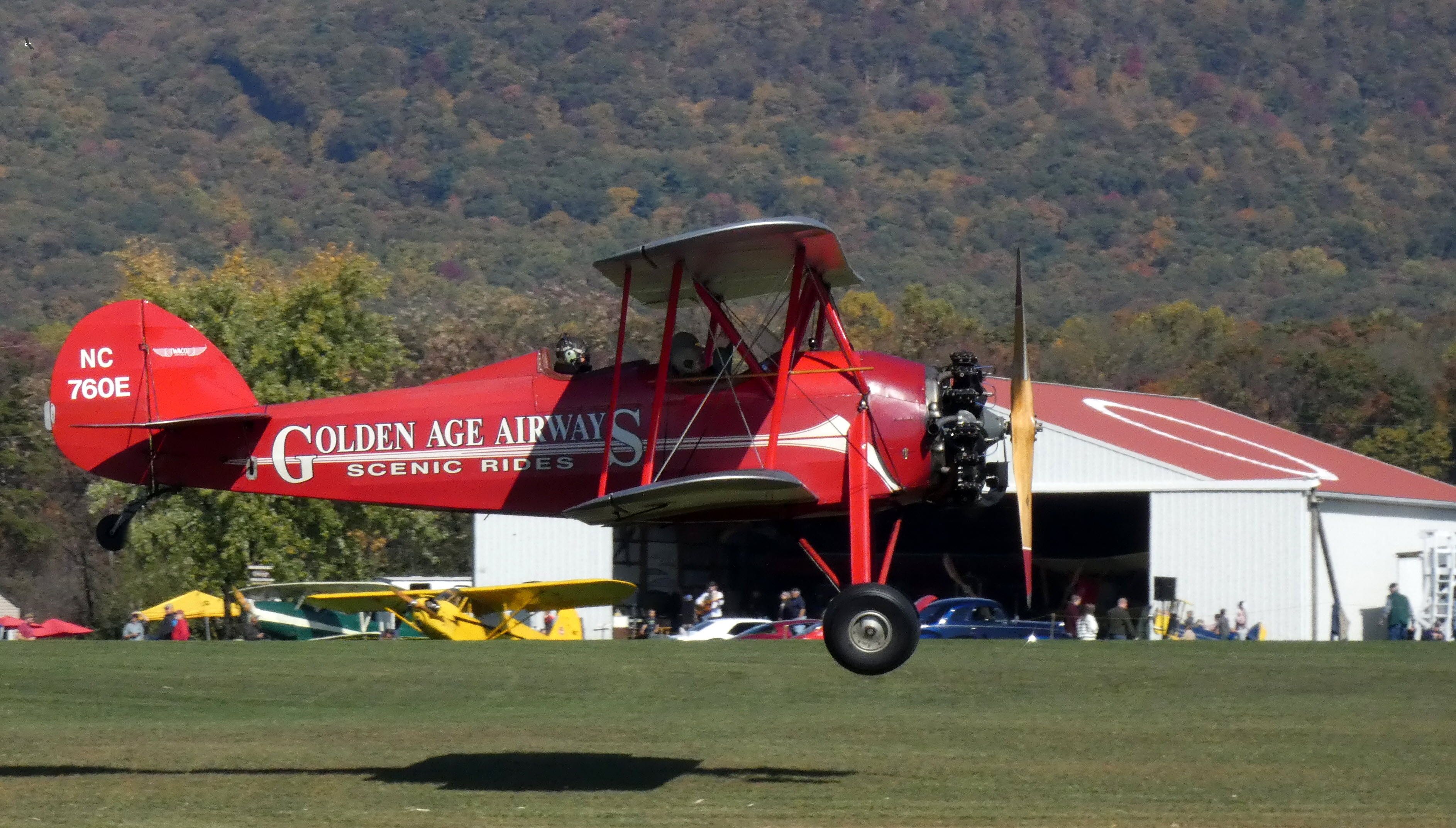 WACO O (N760E) - Shown here at the annual Great Pumpkin Fly-In is a 1929 WACO Model 10 GXE/ASO  Biplane from the Autumn of 2022.