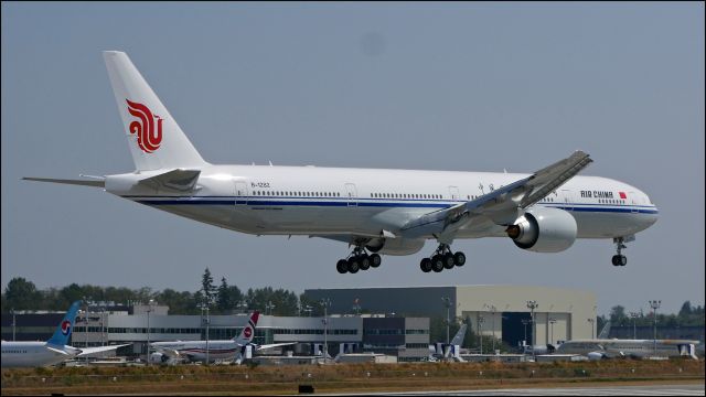 BOEING 777-300 (B-1282) - BOE828 on final to Rwy 16R to complete a B1 flight on 8.17.18. (B777-39L(ER) / ln 1569 / cn 65301).